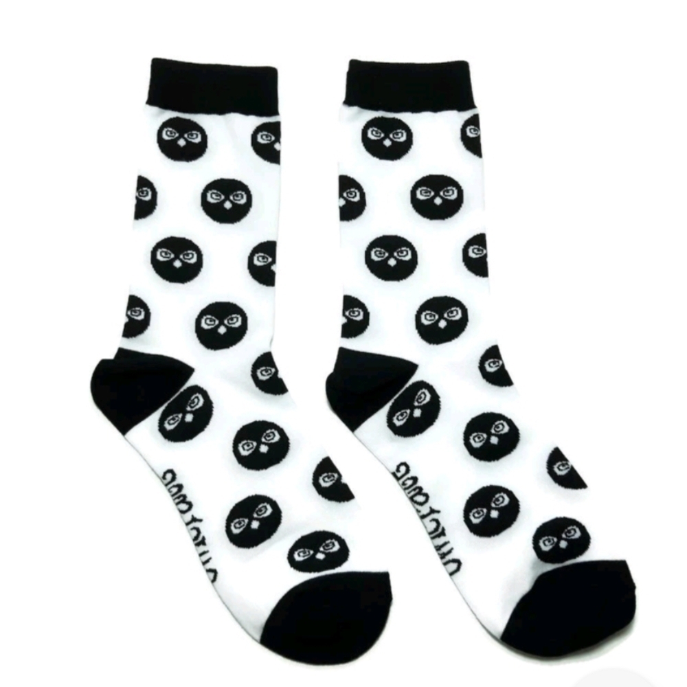 Owlcrate Socks Adult Women's Black White Owl Pattern Cotton Blend New Fit Sz 5-7